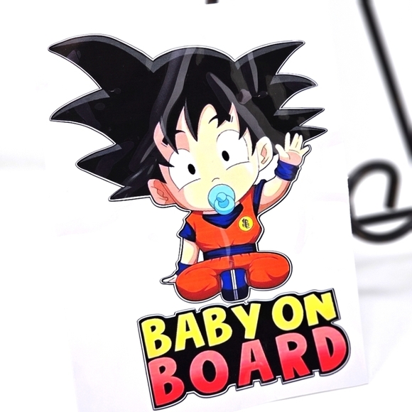 Sticker – Dragon Ball Z – Goku Baby On Board – Orange/Black Waterproof – 3/$20 - Picture 1 of 4